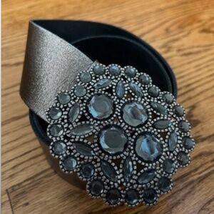 Antoniazze Firenze Silver Embellished Leather Belt size SM